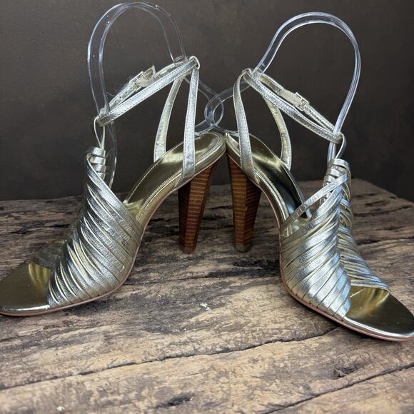 Calvin Klein Rene Metallic Gold Heels Y2K 2000s Strappy Sandals Women’s 6 - Picture 8 of 11